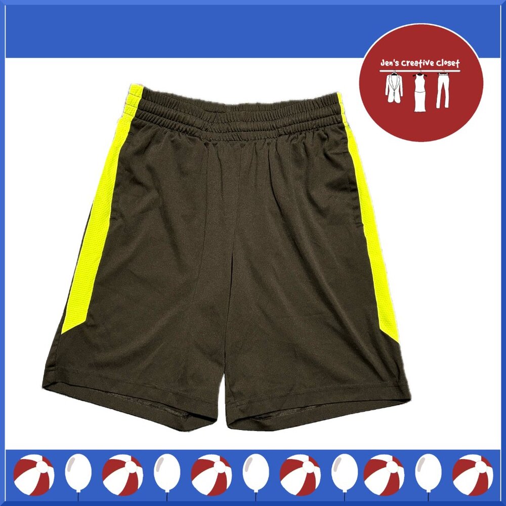Boy's Tek Gear brand Dry Tek Black and Yellow Shorts